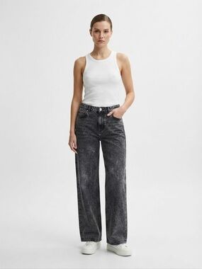Love Soho Denim Vintage-Washed Low-Rise Wide-Leg Angel Wing Jeans